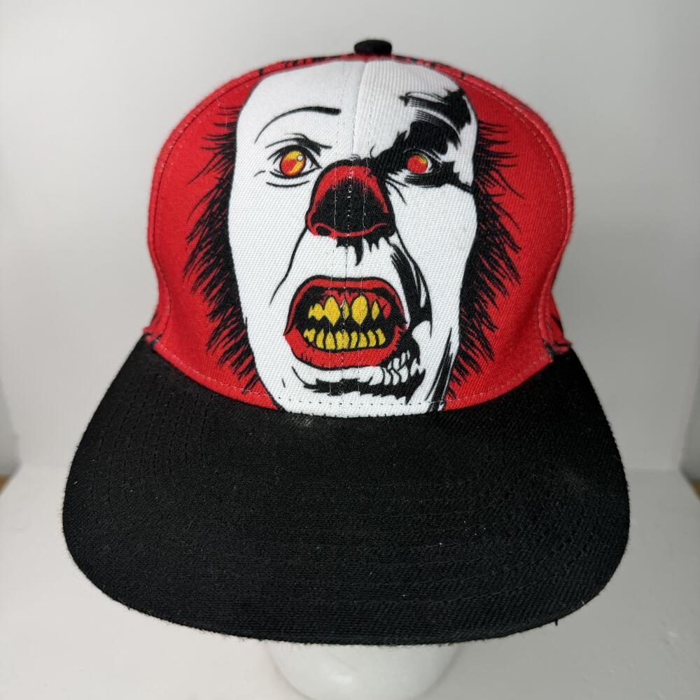 IT The Movie Pennywise Hat Cap Snap Back One Size Black Red Horror Graphic Mens